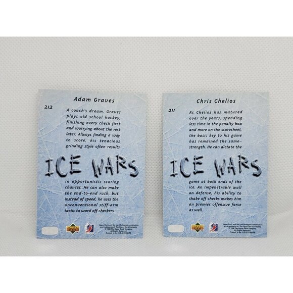 2 Vintage Upper Deck Ice Wars Chris Chelios & Adam Graves Gloss Greeting Card - Picture 2 of 8